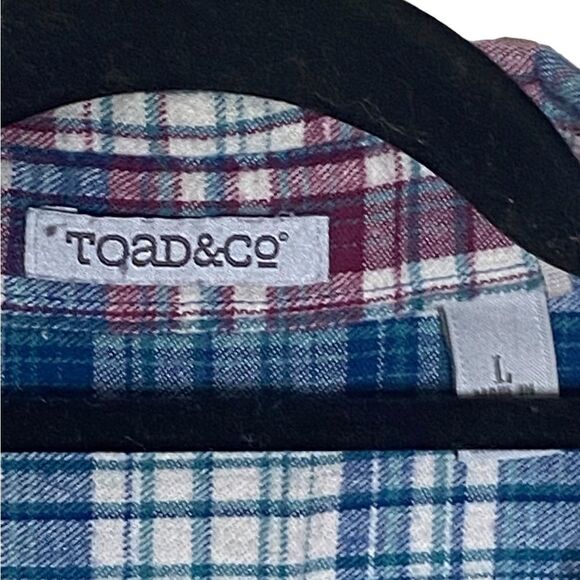 Toad&Co Wm’s Sz Lrg 100% Organic Cotton Mixo Flannel Button Down Tunic Shirt - Picture 3 of 4